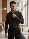 Koszula męska REGULAR FIT elegancka gładka ciemnobrązowa Dstreet DX2685