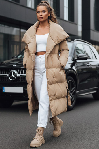 Kurtka pikowana damska płaszcz FAVI kamelowa Dstreet TY3091