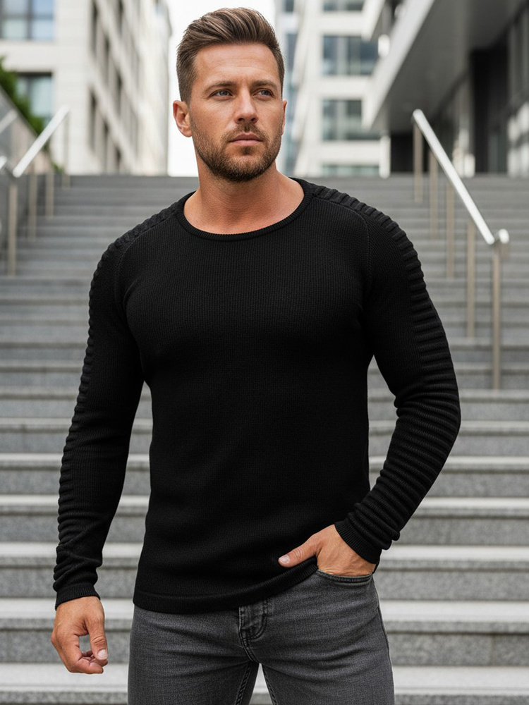 Pánsky čierny sveter WX1605