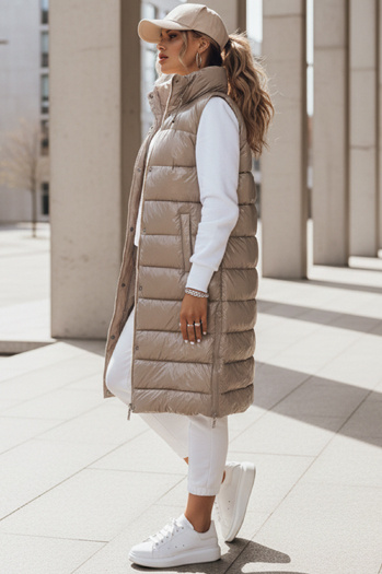 Kamizelka pikowana damska GANTINI beżowa Dstreet TY3745