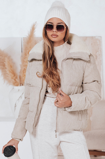 Kurtka damska zimowa sztruksowa TRENDYGLAM beżowa Dstreet TY4358