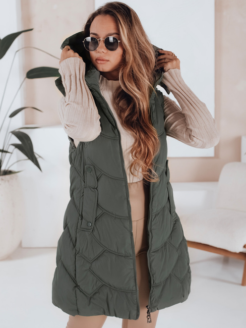 Kamizelka damska ocieplana pikowana zielona Dstreet TY5103