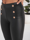 Legginsy damskie ze skóry ekologicznej z guzikami czarne Dstreet UY2726