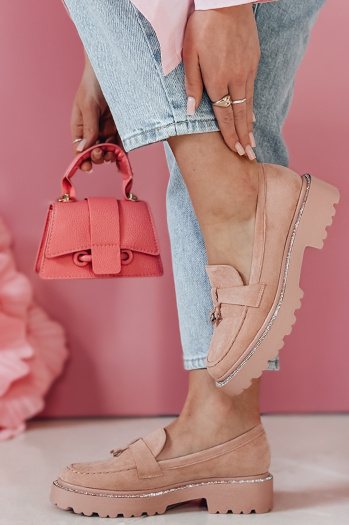 Mokasyny damskie LOAFELIA różowe Dstreet ZY0601