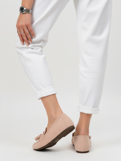 Mokasyny damskie zamszowe różowe Dstreet ZY1364