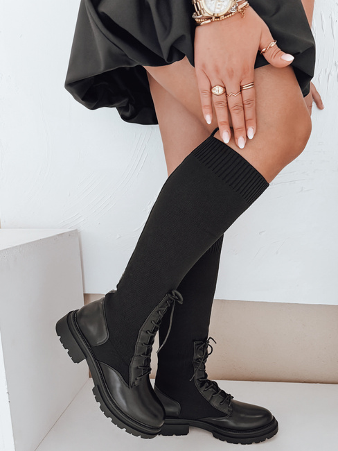 Kozaki damskie skarpetkowe czarne Dstreet ZY1014