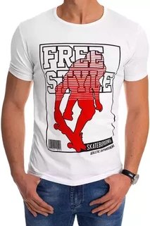 T-shirt męski z nadrukiem biały Dstreet RX4487