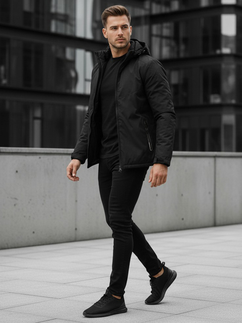 Kurtka męska zimowa z kapturem czarna Dstreet TX5119
