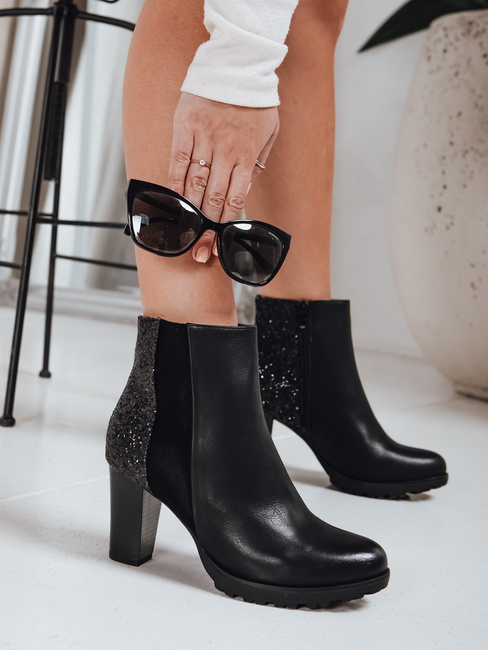 Botki damskie na obcasie czarne Dstreet ZY1264