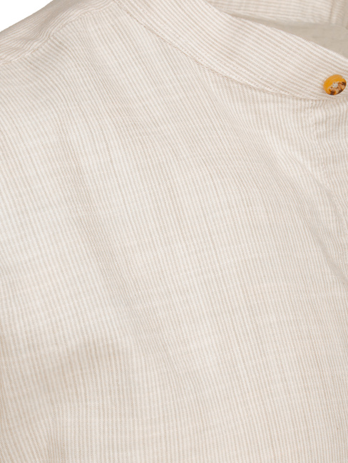 Koszula męska ze stójką z długim rękawem jasnobeżowa Dstreet DX2658