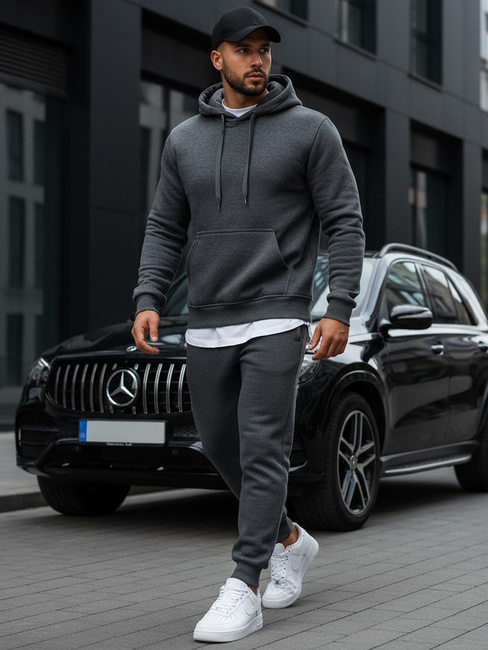 Bluza męska z kapturem antracytowa BX2085