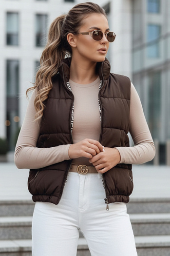 Kamizelka damska pikowana URBANELLE brązowa Dstreet TY4970