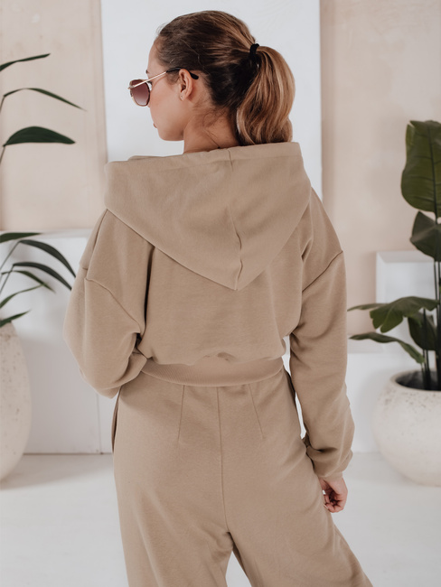 Komplet damski spodnie wide leg i bluza MINALIA beżowy Dstreet AY0918