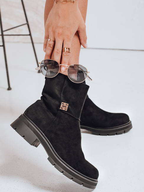 Botki damskie zamszowe czarne Dstreet ZY1115