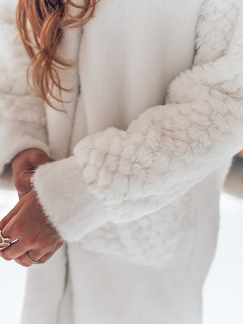 Płaszcz damski futerkowy MISSFLUFF biały Dstreet TY4983