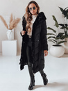 Kurtka zimowa damska długa pikowana z futerkiem czarna Dstreet TY5085