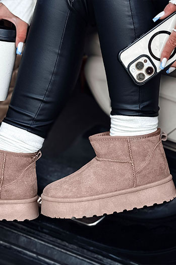 Śniegowce damskie na platformie beżowe BRINETTO Dstreet ZY0568