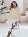 Damski sweter z dekoltem V VERALIA ecru Dstreet MY2517