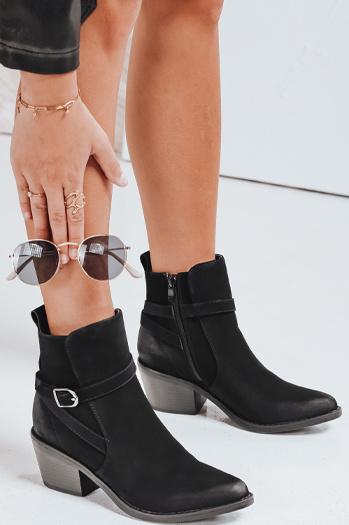 Botki damskie czarne Dstreet ZY0516