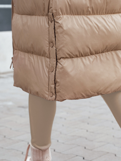 Kurtka zimowa damska pikowana z futerkiem STYLEBELLA beżowa Dstreet TY4609