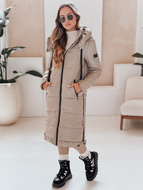Kurtka damska przejściowa ORVITA pikowana z kapturem beżowa Dstreet TY5026