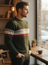 Sweter męski w paski zielony Dstreet WX2280