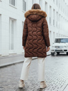 Kurtka damska zimowa VIRELIA pikowana z kapturem brązowa Dstreet TY4936