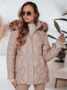 Kurtka zimowa damska LUMORE pikowana z kapturem beżowa Dstreet TY5011