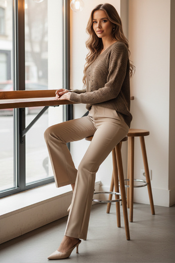 Sweter damski MONAVIA beżowy Dstreet MY2405