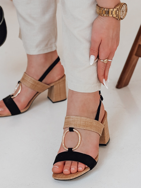 Sandały damskie na słupku ROMELLA czarne Dstreet ZY0752