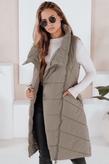 Kamizelka damska pikowana SERKIS zielona Dstreet TY3279