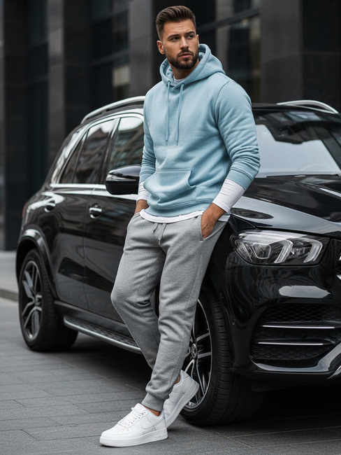 Bluza męska z kapturem błękitna Dstreet BX5107