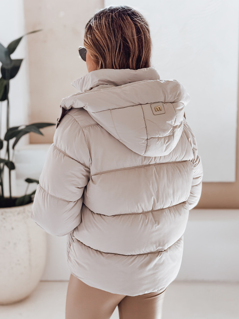 Kurtka damska pikowana z kapturem beżowa Dstreet TY5066