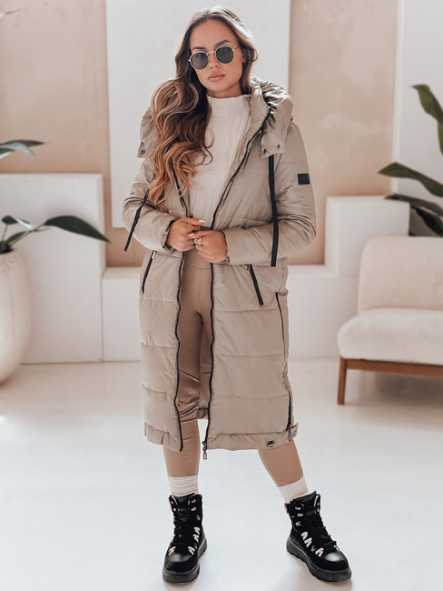 Kurtka damska przejściowa ORVITA pikowana z kapturem beżowa Dstreet TY5026