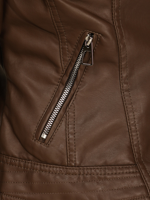 Kurtka damska skórzana ramoneska brązowa Dstreet TY5541