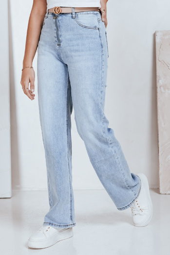 Jeansy damskie z wysokim stanem wide leg jasnoniebieskie Dstreet UY2786