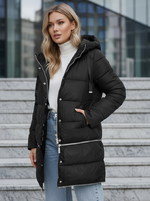 Kurtka damska zimowa długa czarna Dstreet TY5151