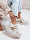 Sneakersy damskie ocieplane na platformie beżowe Dstreet ZY1080