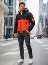 Kurtka męska zimowa z kapturem pomarańczowo-czarna Dstreet TX5097
