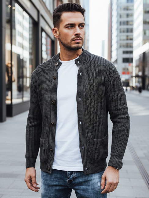 Sweter męski kardigan ciemnoszary Dstreet WX2345