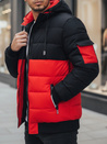 Kurtka męska zimowa z kapturem czerwono-czarna Dstreet TX5099