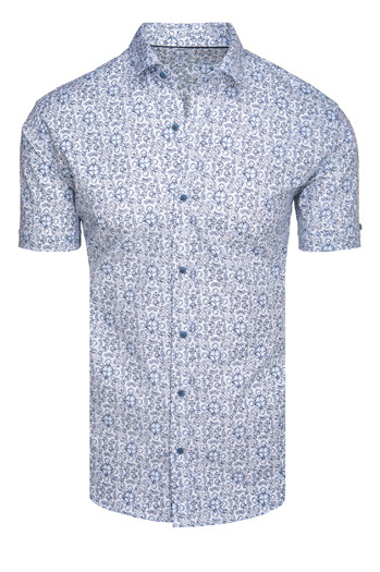 Koszula męska we wzory z krótkim rękawem niebieska Dstreet KX1054