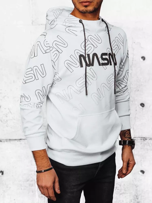 Bluza męska z kapturem i nadrukiem biała Dstreet BX5570