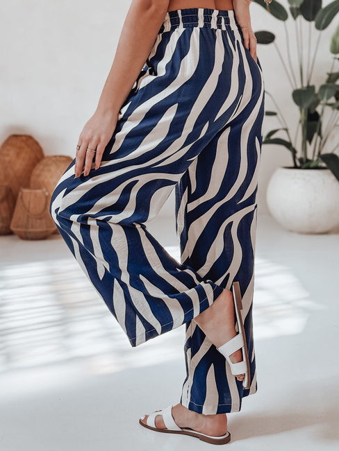 Spodnie damskie wide leg w paski ZEBRAVIBE granatowo-beżowe Dstreet UY2654