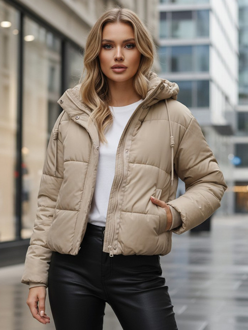 Kurtka damska zimowa krótka pikowana beżowa Dstreet TY5374