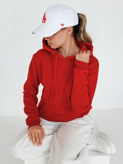 Bluza damska BASIC z kapturem czerwona BY0175