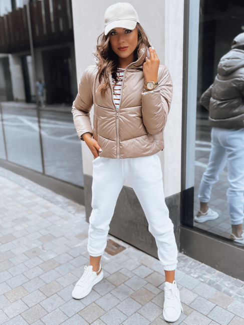 Kurtka przejściowa damska pikowana LOLAROSE beżowa Dstreet TY3738