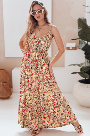 Sukienka maxi FLORALUSH w kwiaty żółto-czerwone Dstreet EY2632