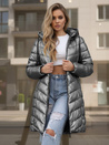 Kurtka damska zimowa długa pikowana srebrna Dstreet TY5503