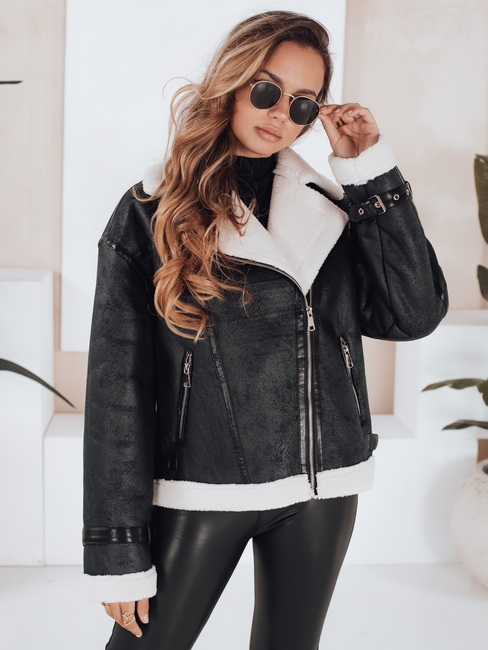 Kurtka damska z kożuchem czarna Dstreet TY5125